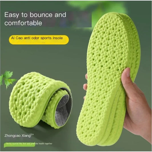 Wormwood Deodorizing Insoles – Men & Women Sports Shock Absorbing, Breathable, Sweat-Wicking, Heightening Shoe Pads
